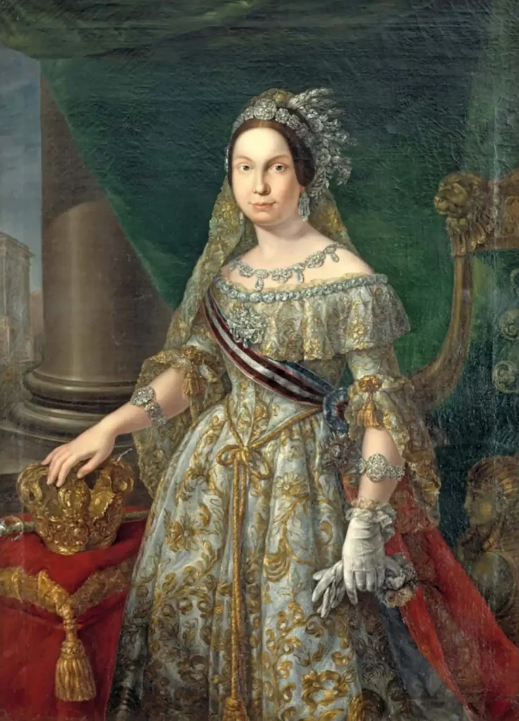 Retrato de Isabel II. 1844. Autor: Ramón Simarro Oltra. Óleo sobre tela, 122 cm x 84 cm.